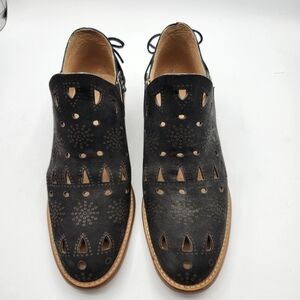 Musse & Cloud Black Perforated Ankle Boots Antropologie Sz 9